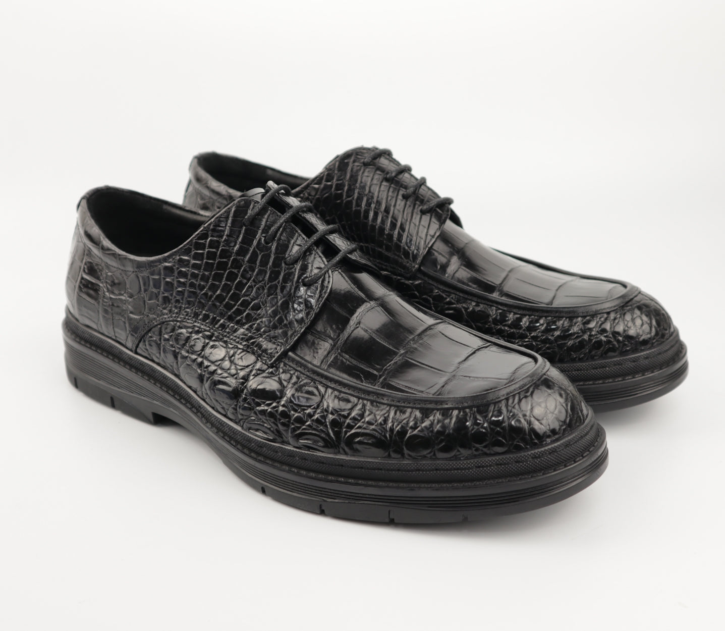 Men's Shoes Genuine Crocodile Alligator Skin Leather Handmade Black Size 7 - Size 11US #301