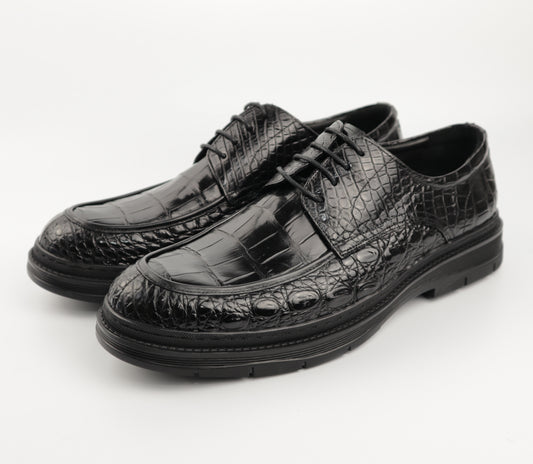 Men's Shoes Genuine Crocodile Alligator Skin Leather Handmade Black Size 7 - Size 11US #301