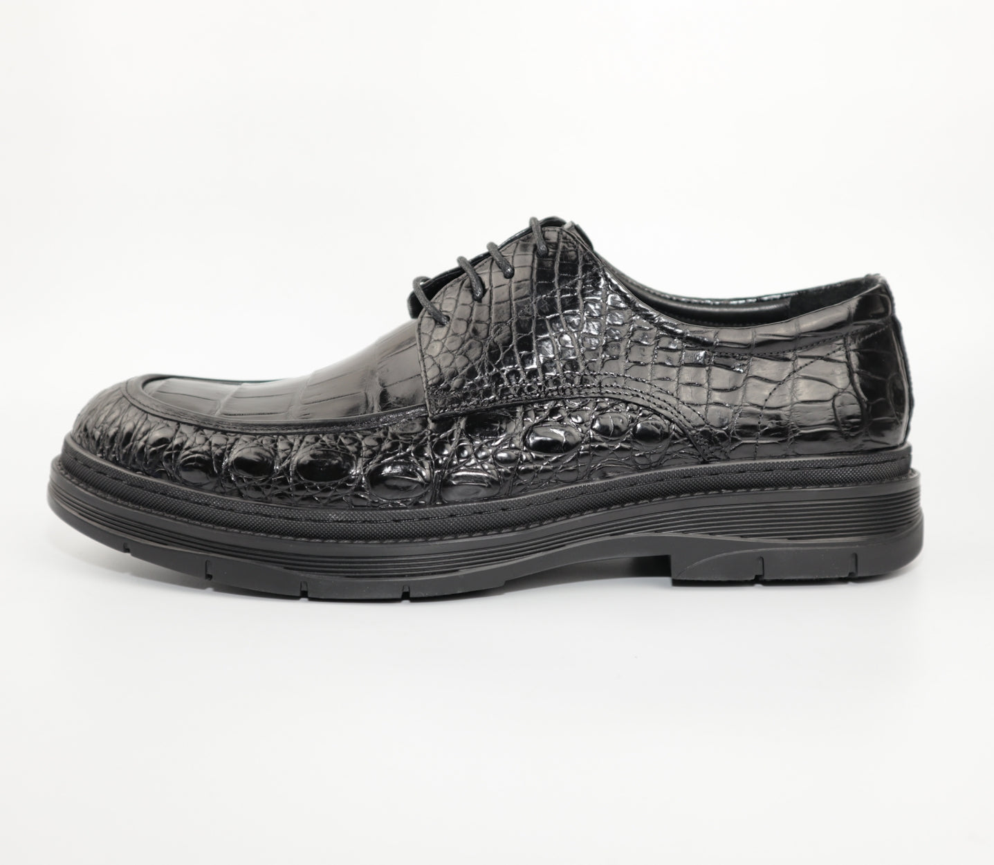 Men's Shoes Genuine Crocodile Alligator Skin Leather Handmade Black Size 7 - Size 11US #301