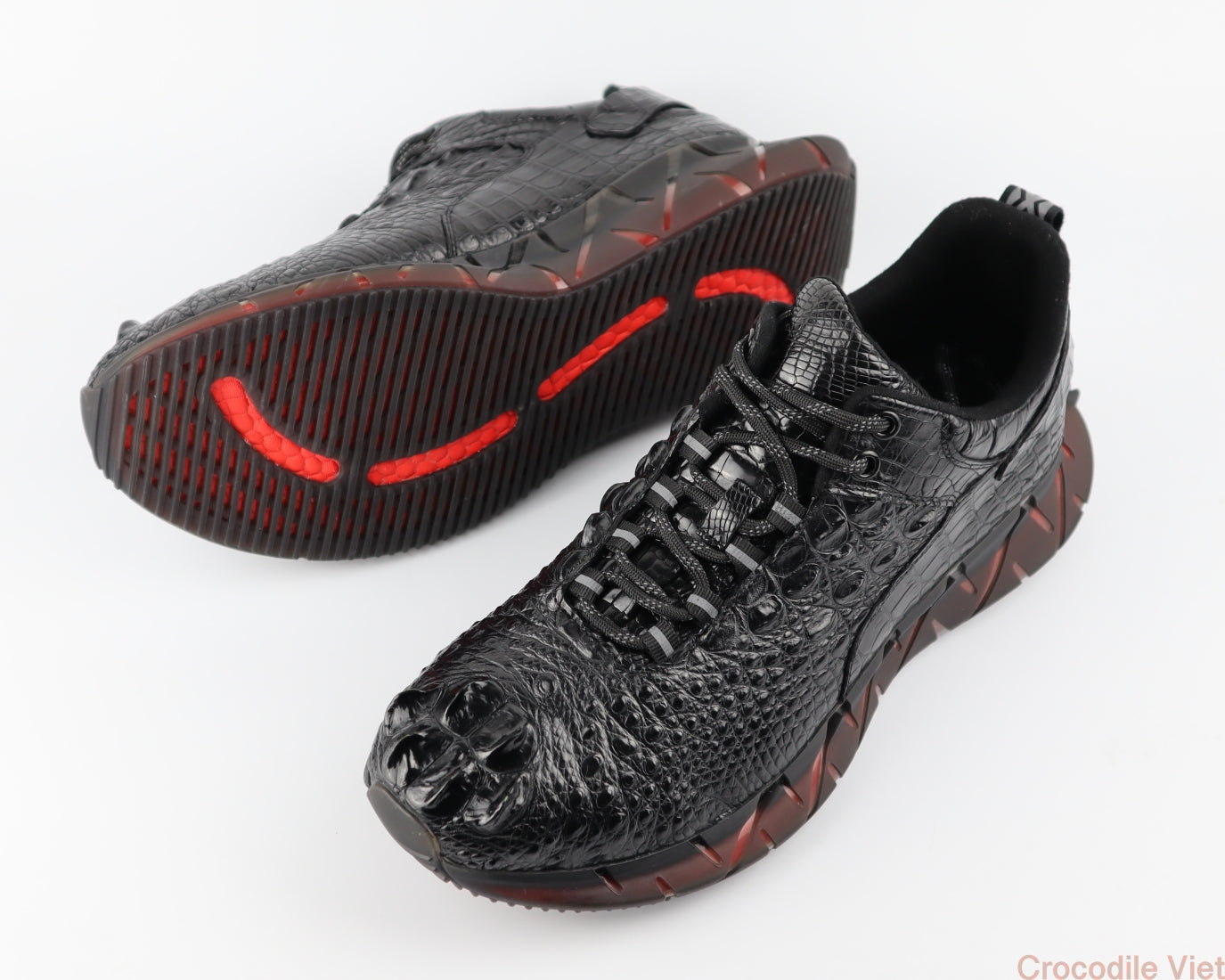 Men’s Shoes Genuine Crocodile Alligator Skin Leather Handmade Size US07-US11 | Black #S752