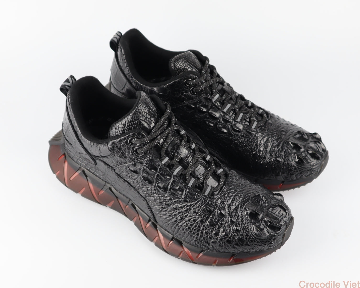 Men’s Shoes Genuine Crocodile Alligator Skin Leather Handmade Size US07-US11 | Black #S752