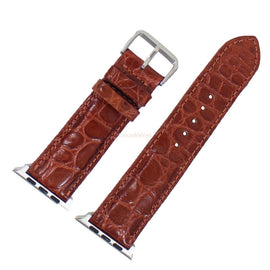 Strap Band Genuine Alligator Crocodile Leather Brown for Apple Watch