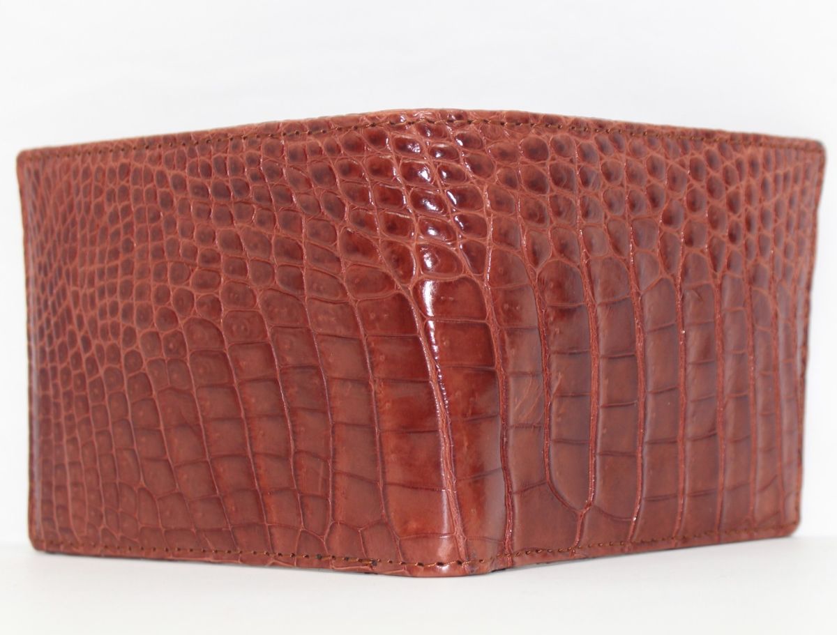 Genuine Black Crocodile Tail Skin Leather Biker Wallet