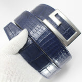 Blue Genuine CROCODILE Belt Skin LEATHER Men's Accessories -W 1.5'', Unjointe