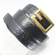 Black Genuine Alligator Crocodile Leather Skin Men's Belt- No JOINTED W1.5in