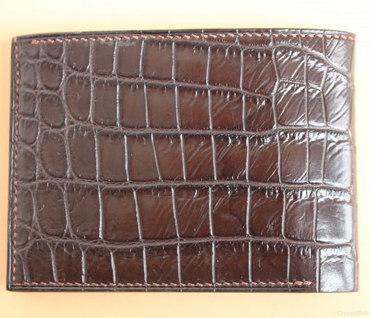 Luxury Alligator Leather Wallet, Premium Alligator Bifold Wallet for Men, Brown  | eBay