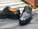 Men's Shoes Genuine Crocodile Alligator Skin Leather Handmade Black