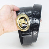 Genuine Crocodile Alligator Skin Leather Handmade Belt Black, No JOINTED #BD1218