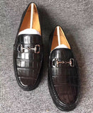 Men's Shoes Genuine Crocodile Alligator Skin Leather Handmade Black #0302