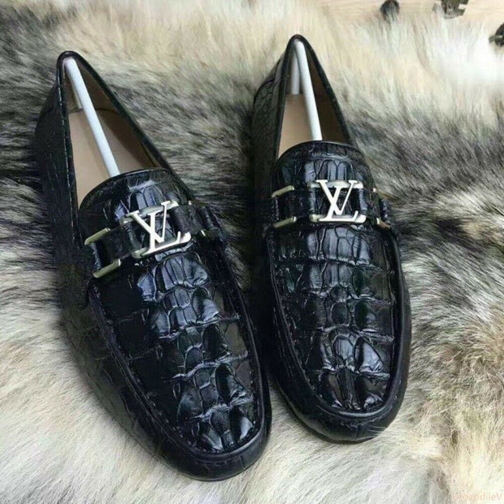 Authentic Crocodile Skin 100% Handmade Buckle Strap Men's Dress Shoes Genuine Real Alligator Leather