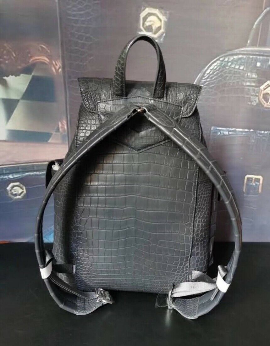 Handcrafted Leather Backpack Shoulder Bag Travel Alligator Bag 