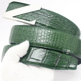 Genuine CROCODILE Belt Skin LEATHER Men's Accessories -W 1.5'', Green, Unjointe