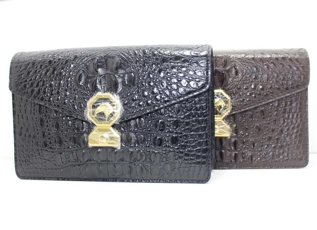Handmade Crocodile Skin Clutch Wallet Business, Stylish Crocodile Clutch Wallet