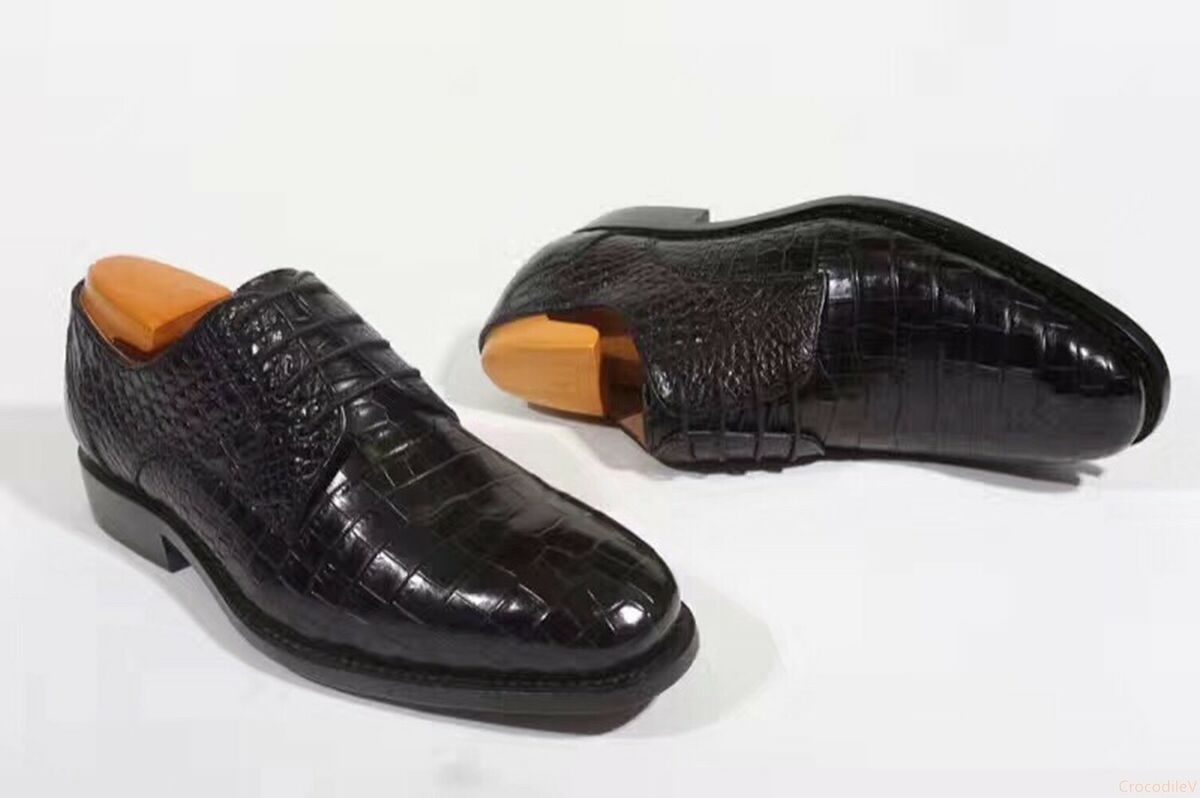 Men’s Premium Genuine Alligator Skin Dress Shoes - Black
