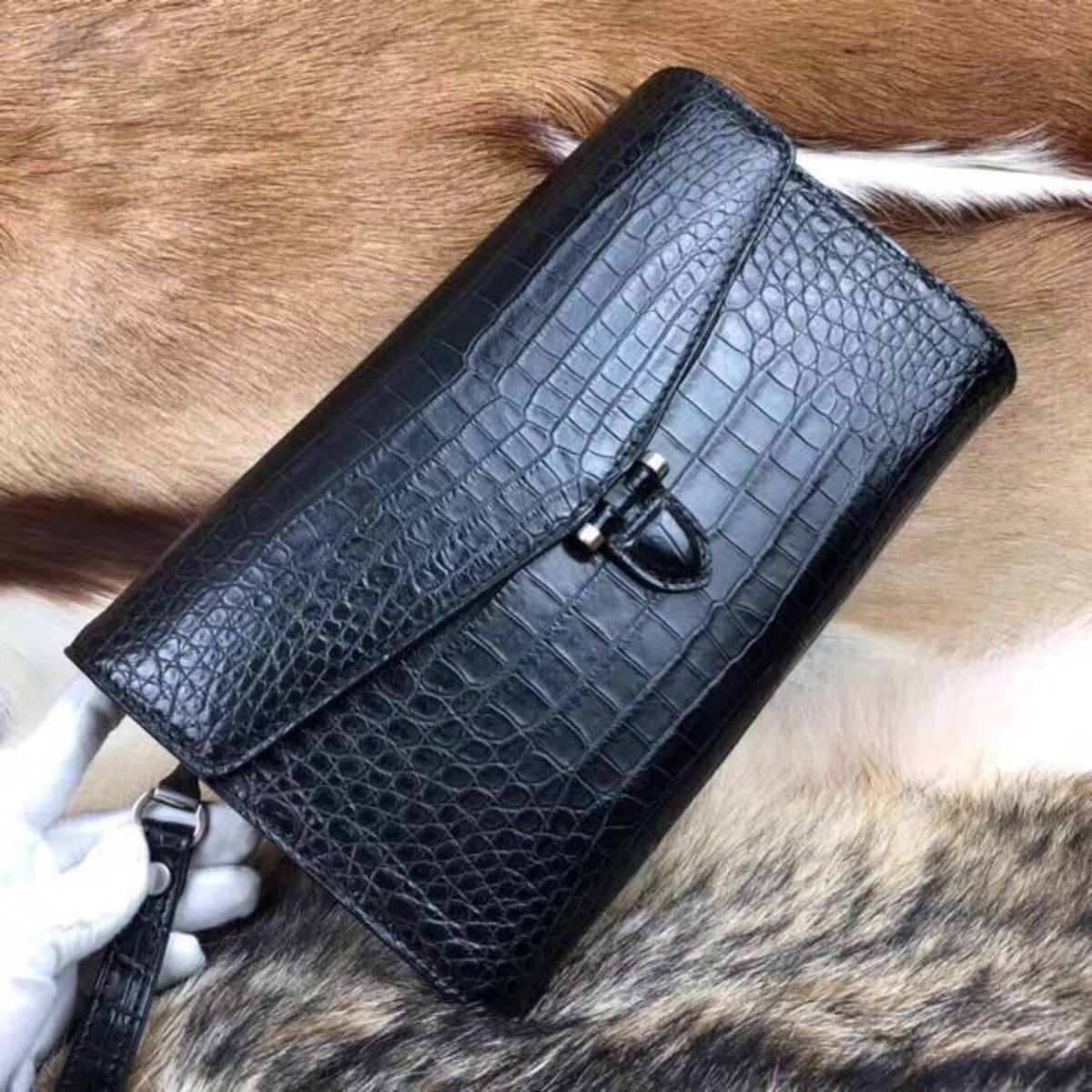 Men’s Business Crocodile Clutch Bag, Stylish Crocodile Clutch Wallet