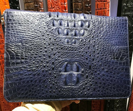Gennuine Crocodile Leather Handbag Clutch Bag Purse, Clutch Wristlet Wallet Blue