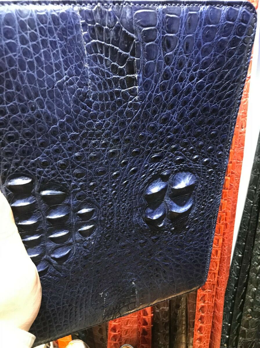 Gennuine Crocodile Leather Handbag Clutch Bag Purse, Clutch Wristlet Wallet Blue
