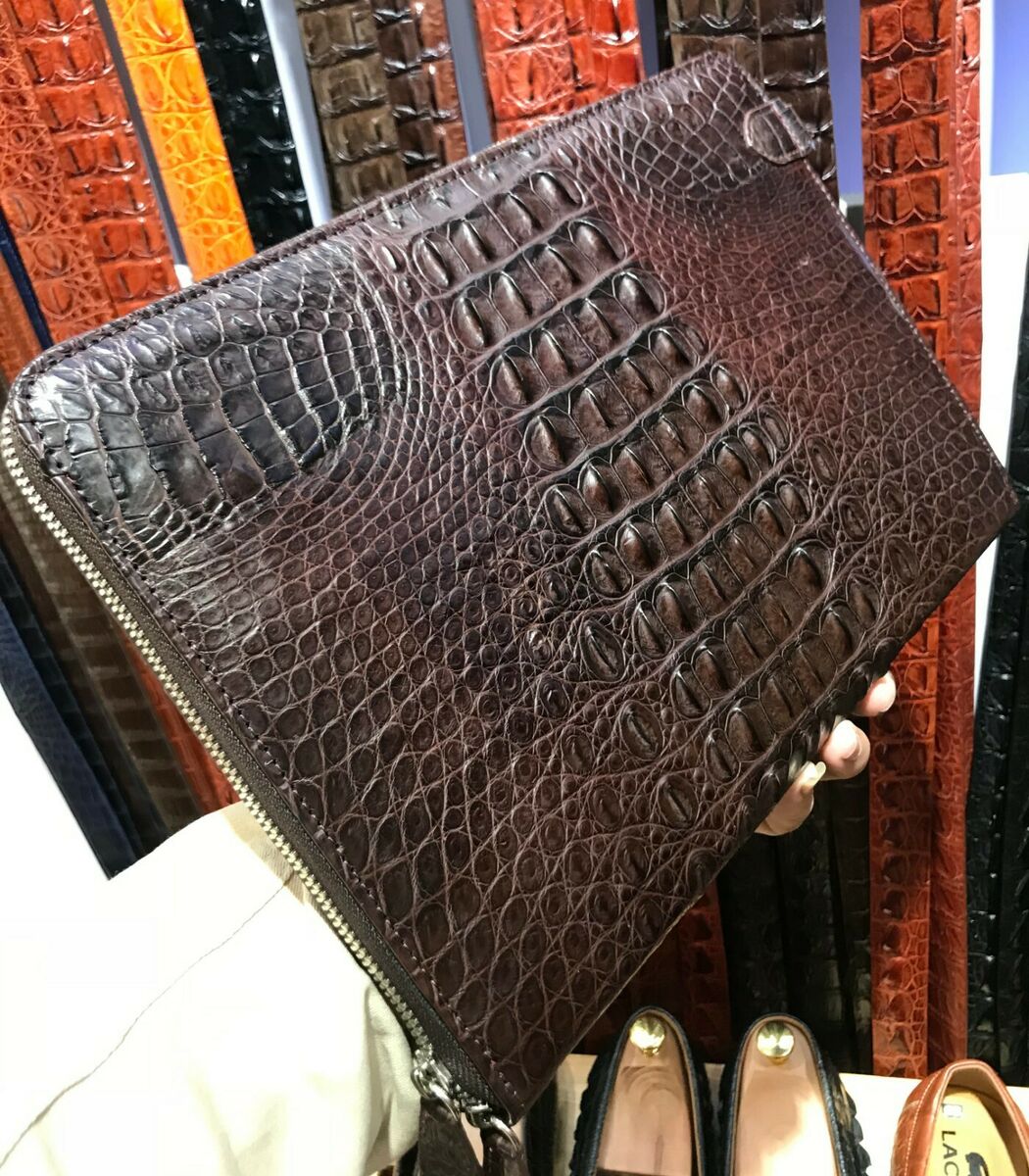 Gennuine Crocodile Leather Handbag Clutch Bag Purse, Clutch Wristlet Wallet