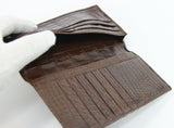 Double Side Handmade Genuine Crocodile Leather Skin MEN Long Wallet Dark Brown