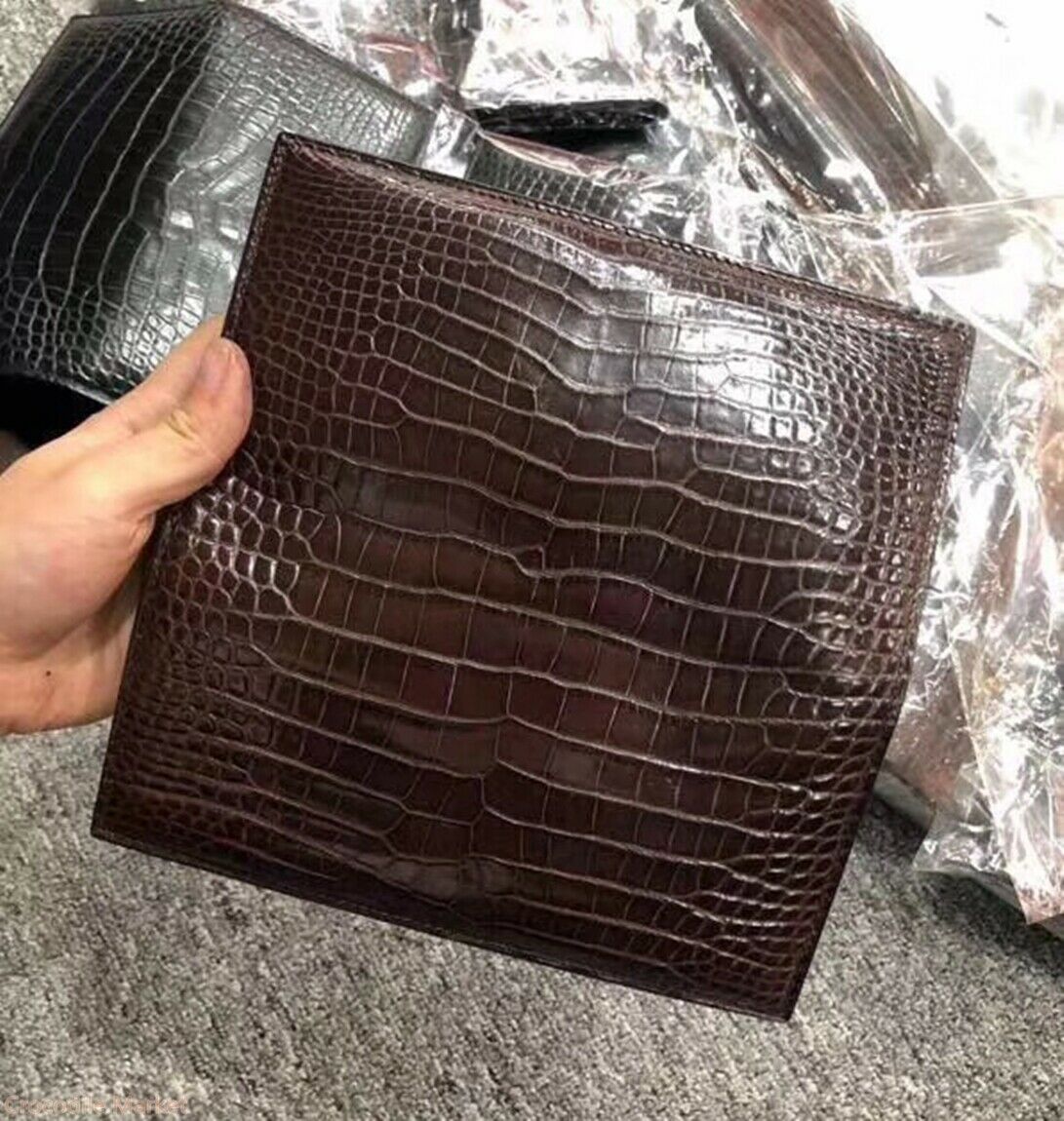 Double side genuine Himalayan crocodile alligator leather skin bifold  wallet for men