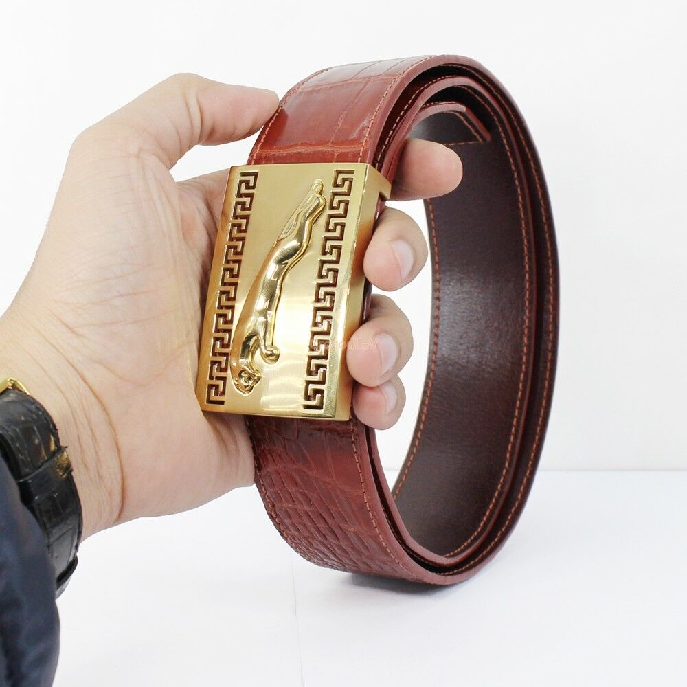Men's Belt Genuine Crocodile Alligator Skin Leather Belt Handmade, Brown  | eBay