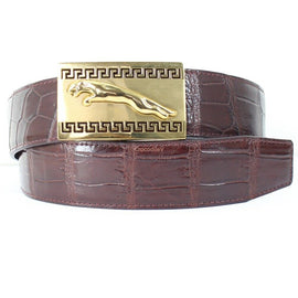 Men's Belt Genuine Crocodile Alligator Skin Leather Belt Handmade, Dark Brown