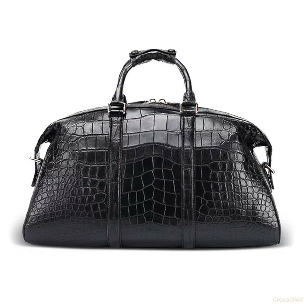 Crocodile Leather Travel Bag Weekender Overnight Duffel Luggage Gym Sports #BM98