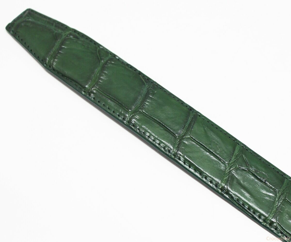 Men's Belt Genuine Crocodile Alligator Skin Leather Belt HANDMADE, Green, W3.5cm
