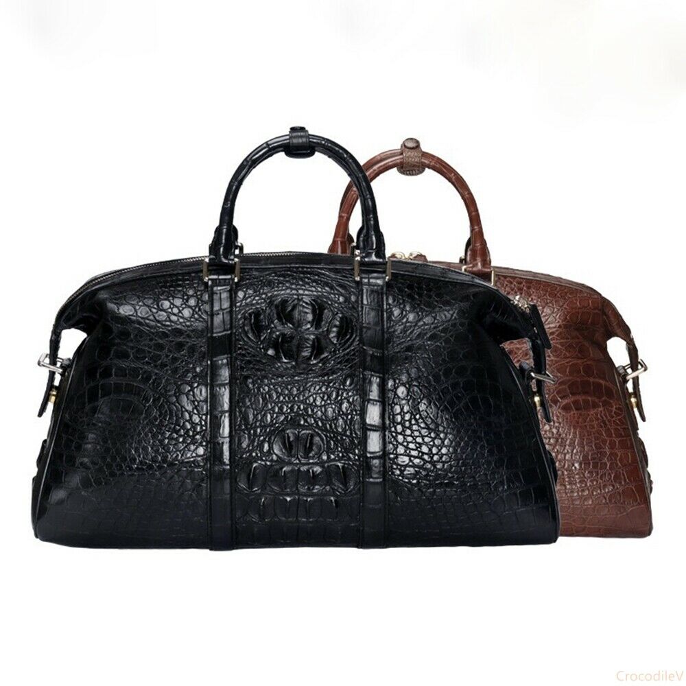 Crocodile Leather Travel Bag Weekender Overnight Duffel Luggage Gym Sports #BM91