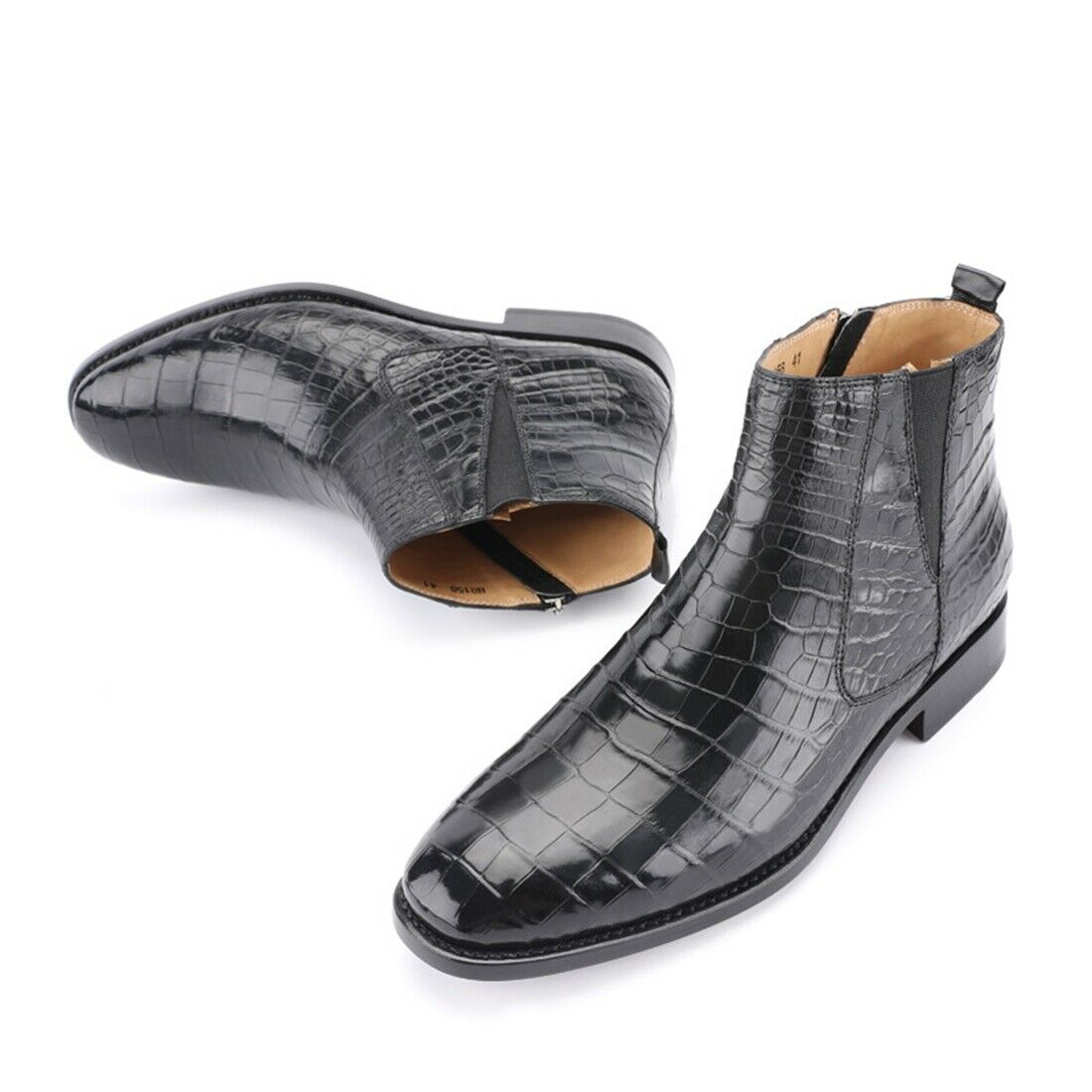 Alligator Chelsea Boots, Black Crocodile Chelsea Boot, Handmade Leather  Boots