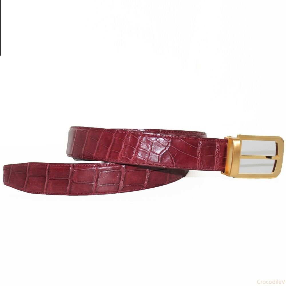 Men's Belt Genuine Crocodile Alligator Skin Leather Belt HANDMADE, Red, W3.5cm  | eBay
