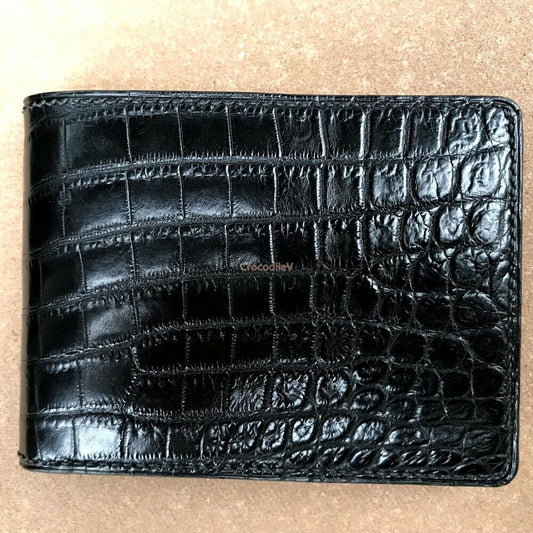Luxury Alligator Leather Wallet, Premium Alligator Bifold Wallet for Men, Black  | eBay