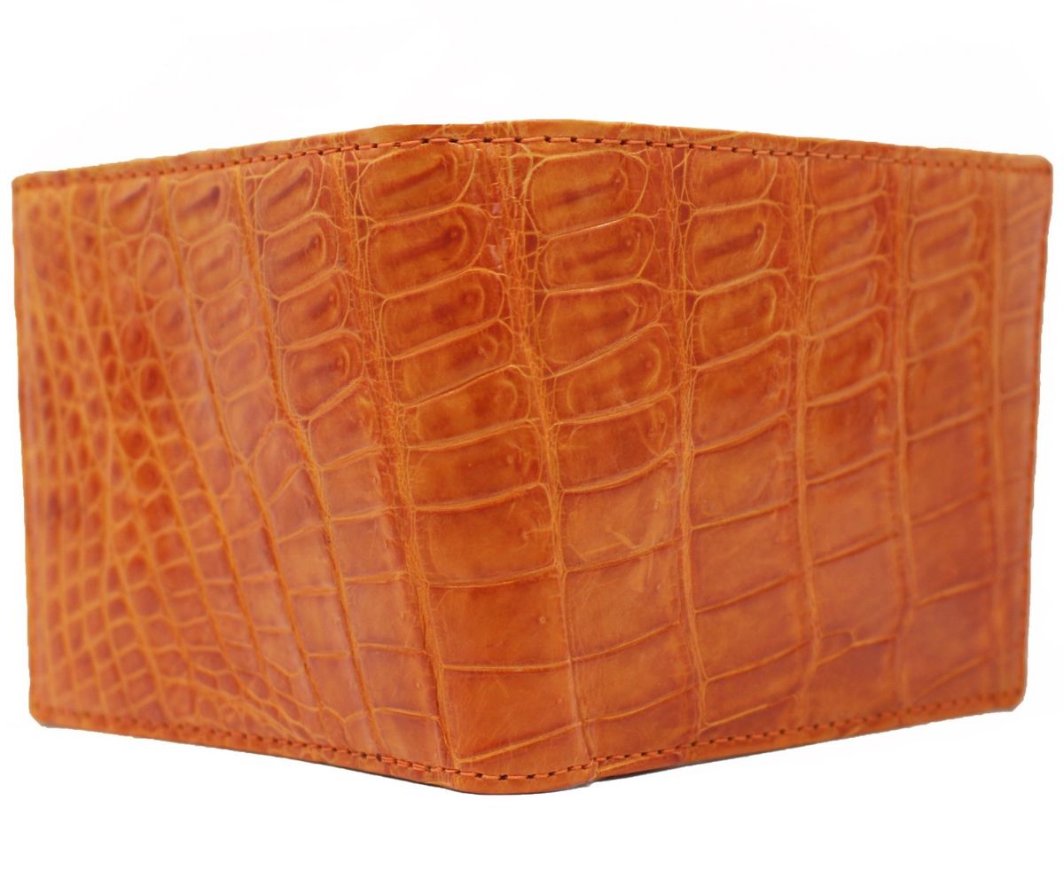 Classic Crocodile Wallet, Genuine Full Crocodile Skin Wallet for Men, Orange