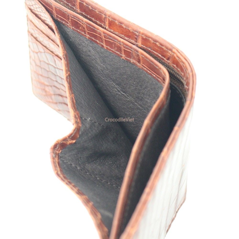 Men's Tri-Fold Alligator Leather Wallet Black Gloss