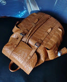 Handcrafted Alligator Skin Leather Backpack Shoulder Bag Travel Bag