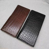 Double Side Handmade Genuine Crocodile Belly Leather Clutch Long Wallet #J1009