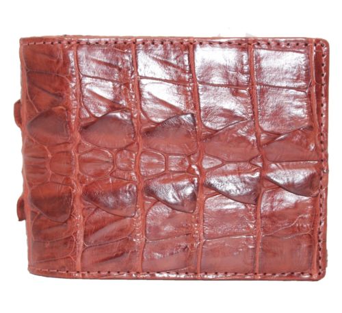 Crocodile Leather Skin Men's bifold wallet, DOUBLE SIDE Black Genuine Alligator