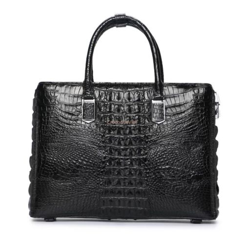 Genuine Crocodile Alligator Leather Briefcase Business Work Bag #OB1601  | Black