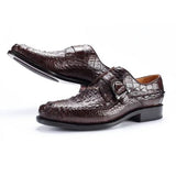 Crocodile Leather Single Monk Strap Dress Shoes Oxford Formal Business Shoes