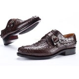 Crocodile Leather Single Monk Strap Dress Shoes Oxford Formal Business Shoes